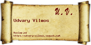 Udvary Vilmos névjegykártya